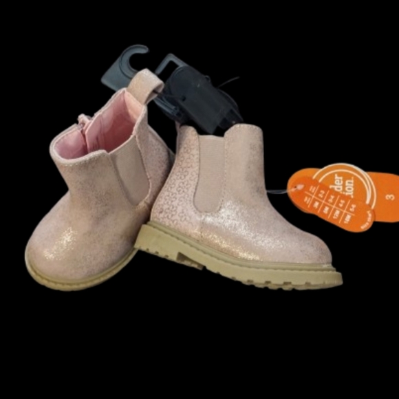 M7) Wonder Nation Pink Glitter Chelsea Boots – Toddler Girl Size 3T - Picture 4 of 11